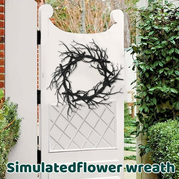 Clearance! 18 Inch Black Twig Wreath For Front Door Artificial Plastic Simulation Dead Branch Garland For Indoor Outdoor Home Decor 16.5*16.5*0.4 in Black