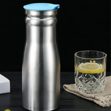 Clearance! 1L Stainless Steel Water Jug with Insulated Lid, Insulated Thermal Coffee Carafe, Stainless Steel Double Walled Vacuum Coffee Thermos, Beverage Pitcher Perfect for/Hotels/Home, Blue