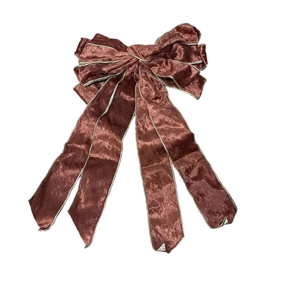 Clearance 1PC Large Velvet Christmas Bow, Coffee Tree Topper Wreath Bow, Decorative Xmas Bow for Front Door Stair Fireplace Home Decor