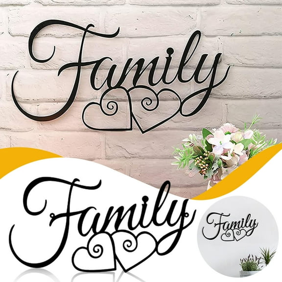 Clearance! 1pc Farmhouse Wall Ornament For Home Family Wall Sign Metal Family Wall Decor Black Family Word Wall Art 7.9*9.8*0.8 in Black
