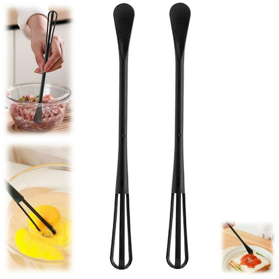 Clearance! Kitchen Egg Beater 2 in 1 Multifunctional Egg Beater with Seasoning Spoon Upgrade Double Head Plastic Whisks for Cooking Non Scratch Wisking Tool 2 in 1 Multifunctional Spoon and Whisk