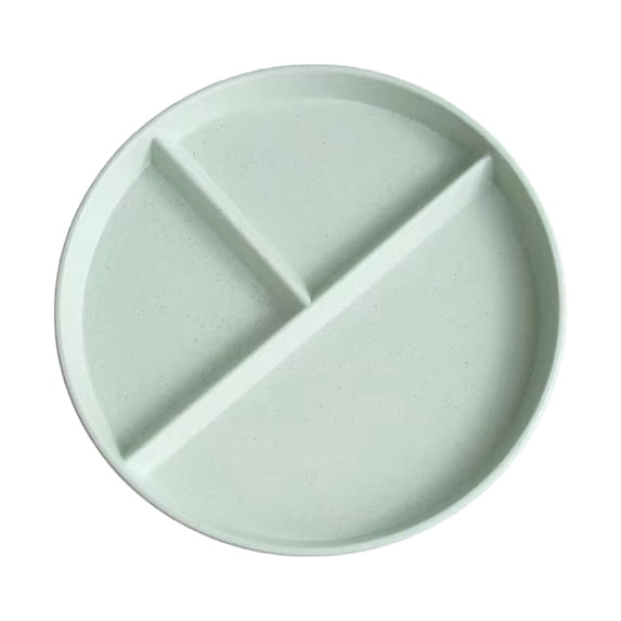 Clearance Under $2, 1 Pack 3-Compartment Divided Plate, Reusable Portion Control Plate, Microwave Safe Wheat Straw Plastic Tray for Balanced Meals, 9-inch(Green)