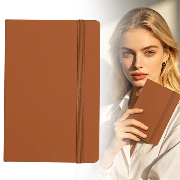 Clearance Under $2, 1 Pack A6 Hardcover Notebook, Small Pocket Journal, College Ruled Memo Notepad with Pen Loop for Purse & Daily Notes, Paper, 14.3x9.5cm(Brown)