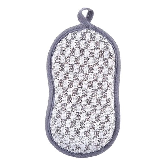 Clearance Under $2, 1 Pack Dual-Sided Kitchen Scrub Sponge, Microfiber Dish Cloth with Scouring Pad, Non-Scratch Multipurpose Sponge for Cleaning Dishes, Pots, and Pans, 16x9cm (Grey)