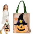 thumbnail image 1 of Clearance Under $2, 1 Pack Halloween Treat Bag, Reusable Burlap Candy Tote, Pumpkin Design Goodie Bag with Handles, Holiday Party Favor Bag, One Size(A), 1 of 9