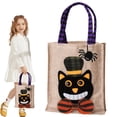 thumbnail image 1 of Clearance Under $2, 1 Pack Halloween Treat Bag, Reusable Burlap Candy Tote, Witch Design Goodie Bag with Handles, Holiday Party Favor Bag, One Size(B), 1 of 9