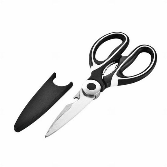 Clearance Under $2, 1 Pack Heavy Duty Kitchen Shears, Multi-Purpose Utility Scissors, Poultry Shears with Bone Notch and Bottle Opener, Stainless Steel Food Scissors, One Size(Black)