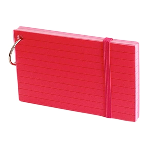 Clearance Under $2, 1 Pack Lined Index Cards with Ring, Reusable Note Cards with PP Cover & Elastic Band, Colorful Study Cards for Notes & Vocabulary, Paper, 12.8x7.7cm(Pink)