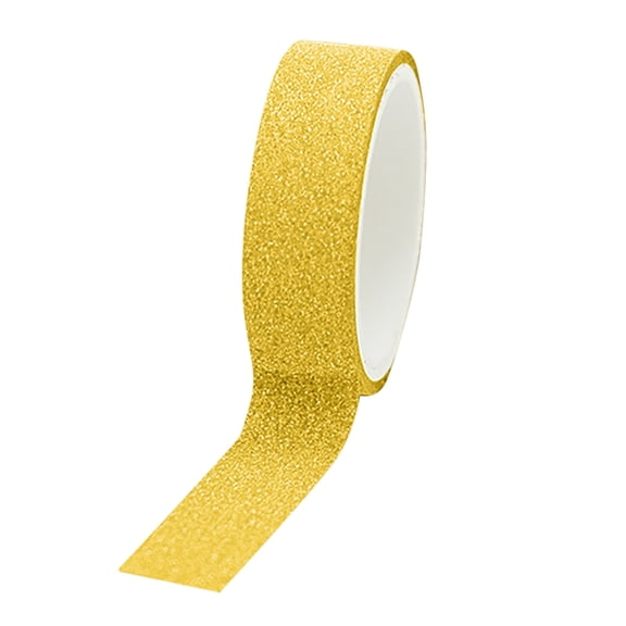 Clearance Under $2, 1 Roll Glitter Washi Tape, Decorative Craft Tape for DIY Projects, Self-Adhesive Sticky Paper Tape for Scrapbooking and Gift Wrapping, 1.5cm x 3m(Gold)