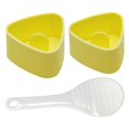 thumbnail image 1 of Clearance Under $2, 1 Set Triangle Onigiri Mold Kit, 3-Piece Rice Ball Maker with Two Molds and Spoon, Non-Stick DIY Sushi Press for Bento and Lunch Making, 7x4cm (Yellow), 1 of 9