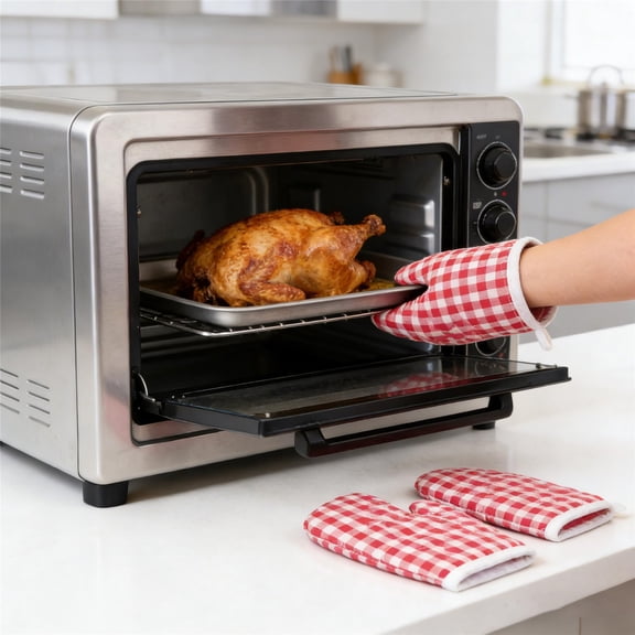 Clearance Under $2, 2-Piece Set Mini Oven Mitts, Small Heat Resistant Pot Holders, Cotton Pinch Grips for Kitchen, Cooking, and Baking, 18x12cm (Pink)
