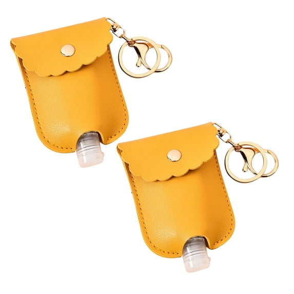 Clearance Under $2.34! 2PCS Keychain Liquid Dispenser Bottles, 30ml Travel Containers with Carabiner, Leakproof Portable Holders, for Shampoo & Lotion & Hand Sanitizer, Yellow, One Size