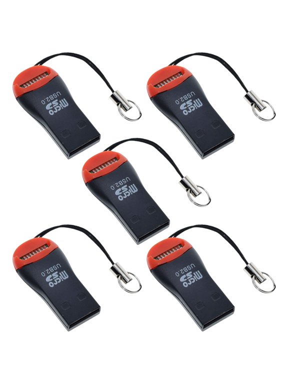 Clearance Under $2.44! 5PACK USB 2.0 Memory Card Readers, Portable SD/TF Card Adapters with Keychain, Plug-and-Play, for Data Transfer, Black, One Size