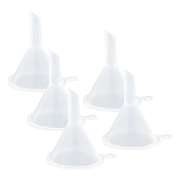 Clearance Under $2, 5 Pack Mini Plastic Funnels, Small Clear Funnels for Bottle Filling, Transfer Tool for Perfume Essential Oils and Liquids, 0.5cm Hole Diameter, One Size(A)