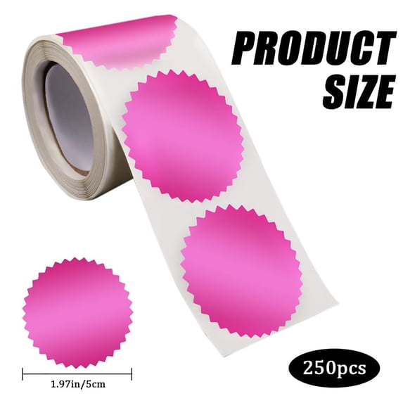 Clearance Under $2.59! 250PCS Gold Award Seals Stickers, Metallic Certificate Stickers with Serrated Edge for Envelopes & Awards, Plastic, for Business & School, (2in, Pink)