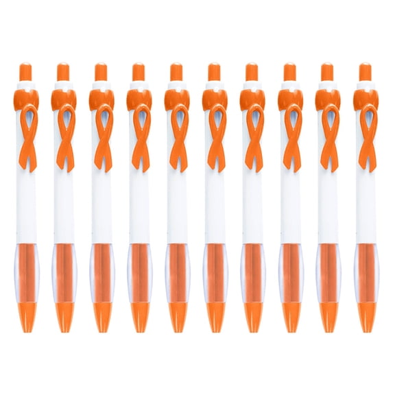 Clearance Under $2.84! 10PCS Ribbon Awareness Pens, Retractable Gel Roller Pens with Pink Ribbon Design, Plastic, for Gifting & Events, (13cm, Orange)
