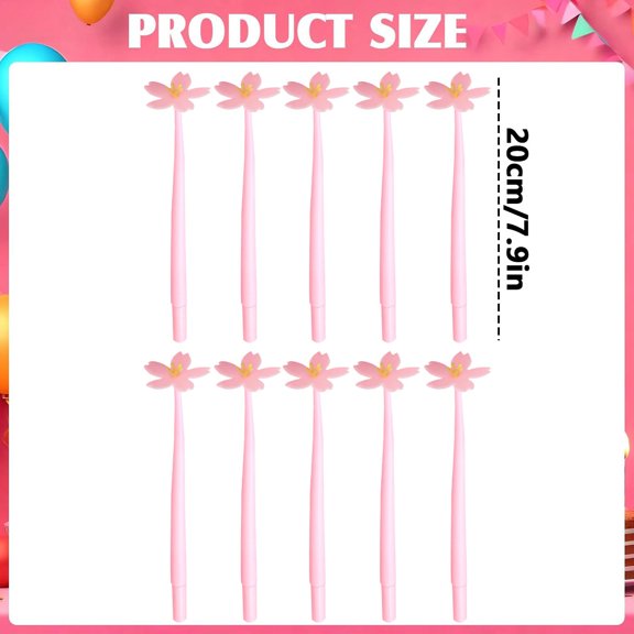Clearance Under $2.89! 10PCS Soft Rubber Gel Pens, Aesthetic Water-Based Flower Design Pens with Comfortable Grip, Silicone, for Journaling & Notes, (20cm, Pink)