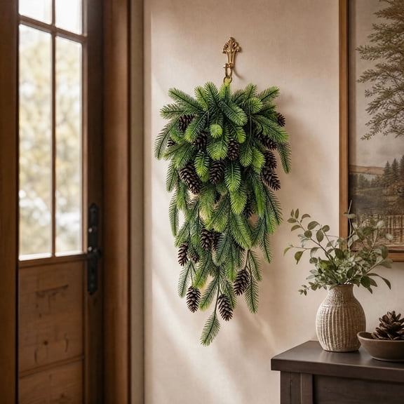 Clearance! 2 Pack 32" Christmas Teardrop Swag, Faux Greenery Door Swag, Christmas Door Decor Gift (Green)