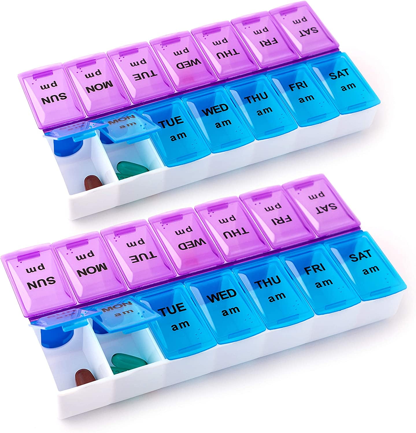 7 Day Pill Organizer Am Pm Clearance! 2 Pack AM PM 7 Day Planner, JATOK Small Portable Pill Case
