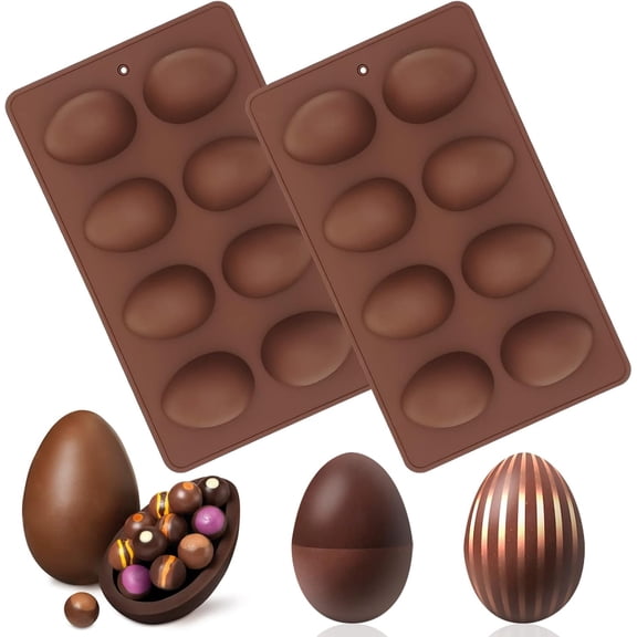 Clearance 2-Pack Easter Egg Silicone Molds for Cake Decorating,Peanut Butter Chocolate,Candy, Muffin Cake,Cupcake,Jello, Jello,Baking Pan,Yogurt and Ice Cream Non Stick Easter Egg Shaped Silicone