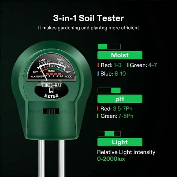 Clearance 2 Pack Soil Tester, 3-in-1 Plant Moisture Meter Light and PH Tester Garden Lawn Farm, Indoor and Outdoor Use, Soil Test Kit Acidity Water