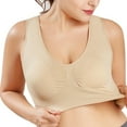 thumbnail image 1 of Clearance! 2 Pack Women Plus Size Sport Bra Double Layer Cotton Underwear Seamless Elastic Bralette (Beige), 1 of 13