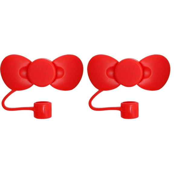 Clearance! 2 Pcs Cute Bow Covers Cap Toppers Tips Compatible With 40/30 Oz Tumbler Cups Reusable Cute Silicone Lids Protectors For 0.4 In/10Mm Ley Cups Accessories