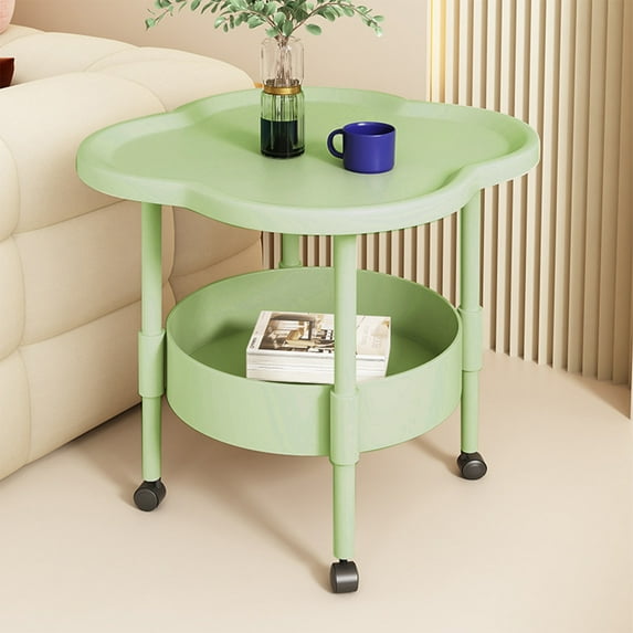 Clearance Under $20 2 Tiers Freestanding Side Table, Mini Beside Table with Open Storage Shelf, Modern Plastic End Table Easy to Assemble for Living Room Bedroom Office(Green)