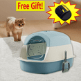 thumbnail image 1 of Clearance Under $20 Cat Litter Box Cat Litter Tray with Lid, Detachable Hooded Enclosed Litter Pan Cat Toilet Cat Litter Tray for Home Living Room(Blue B), 1 of 8