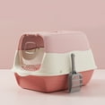 thumbnail image 1 of Cat Litter Box Cat Litter Tray with Lid, Detachable Hooded Enclosed Litter Pan Cat Toilet Cat Litter Tray for Home Living Room(Pink), 1 of 8