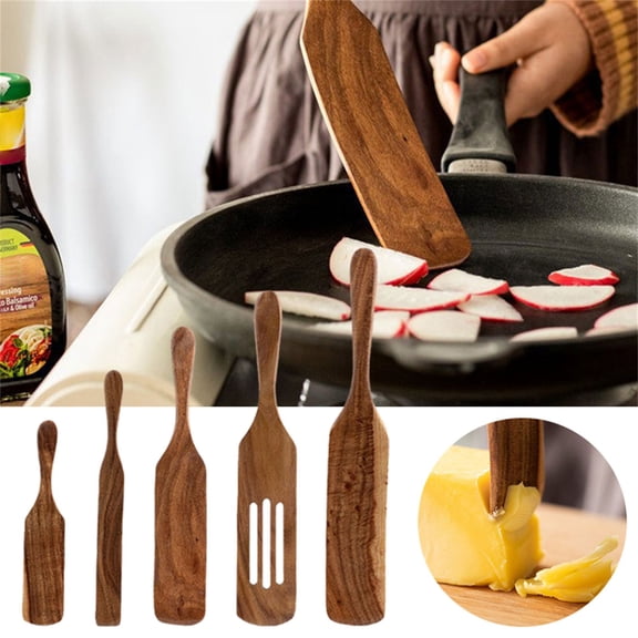 Clearance under $20! Kitchen Tools Kingtowag Easy to Clean, Wooden Shovel Five Piece Set, Kitchen Accessories, Multi-Function and Durable Food Preparation Tools Suitable for Apartment Dorm