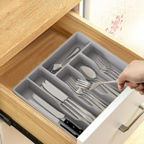 Clearance! Under $20 Mitoydoe Organizer with Lid 6 Compartments Utensil Tray for Kitchen Drawer and Countertop Plastic Cutlery and Flatware Storage Box