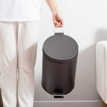 Pedal Bin — Metal Waste Bin with Pedal, Lid Small Black Trash Can, Bathroom Garbage Can Mini Round Wastebasket for Bathroom, Bedroom, Office