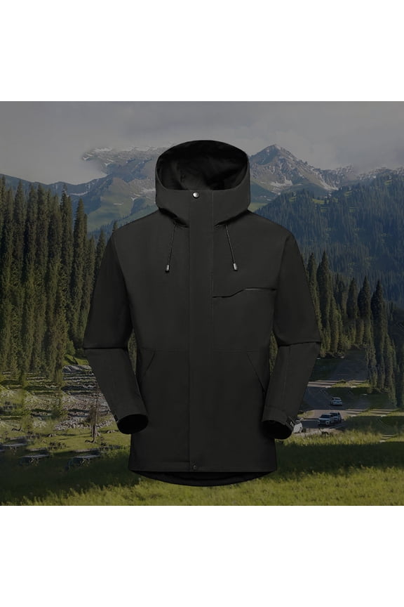 Ladies' Spring And Winter Waterproof Hooded Pocket Zipper Jacket Outdoor Mountaineering Clothing Sports Jacket Family Gifts Black M