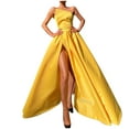 thumbnail image 1 of qolati Satin Bridesmaid Dresses for Women Mermaid Prom Dresses 2024 Long with Slit One Shoulder Ball Gowns for Women Formal Wedding Dress Yellow XXL 12, 1 of 6