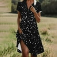 thumbnail image 1 of qolati Summer Dresses for Women 2025 V Neck Short Slevee Polka Dot Casual Dresses Loose Flowy A Line Boho Vacation Beach Sundress with Pockets, 1 of 6