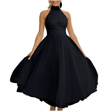 qolati Wedding Guest Dresses for Women 2024 Halter Sleeveless Lace Prom Cocktail Dress Elegant Slim Fitted Flowy A Line Backless Formal Evening Party Gown