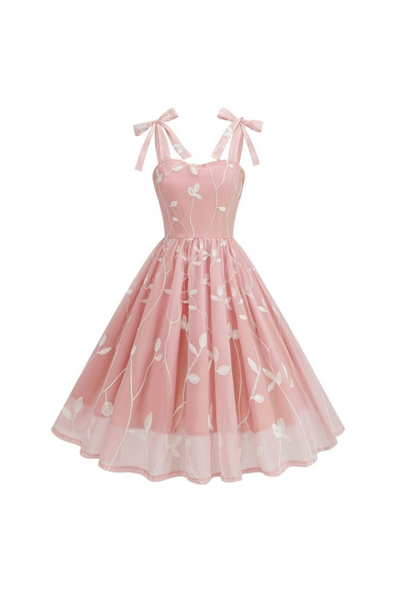 Women's Tie Strap Tulle Prom Dresses Sweethearts Neck Flower Embroidery Cocktail Dress Short Formal Party Mini Homecoming Dresses