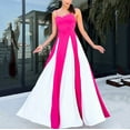 thumbnail image 1 of qolati Women's V Neck Bridesmaid Dreses Patchwork Color Block Sleeveless Maxi Dress Wedding Guest Spaghetti Strap A-Line Open Back Formal Gown Hot Pink M, 1 of 6
