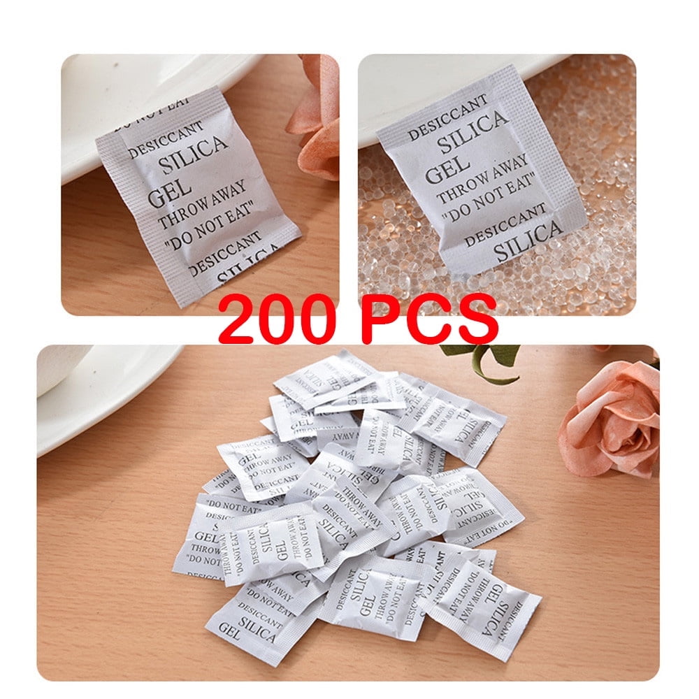 Clearance! 200 Packs 1g Silica Gel Packets, Indicating Desiccant Packets Desiccant Moisture Absorber Dehumidifier