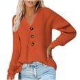 thumbnail image 1 of "Clearance 2022!" Olyvenn Womens Knit Pullover V-neck Sweater Coat Tops Casual Plus Size Loose Women Soild Long Sleeve Pocket Orange L, 1 of 7