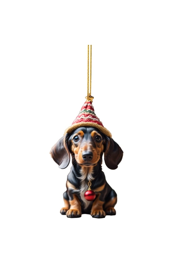 Clearance 2023 Dachshund Dog Car Pendant, Acrylic Hanging Ornament for Christmas Tree and Interior Decoration,Christmas Tree Decorations