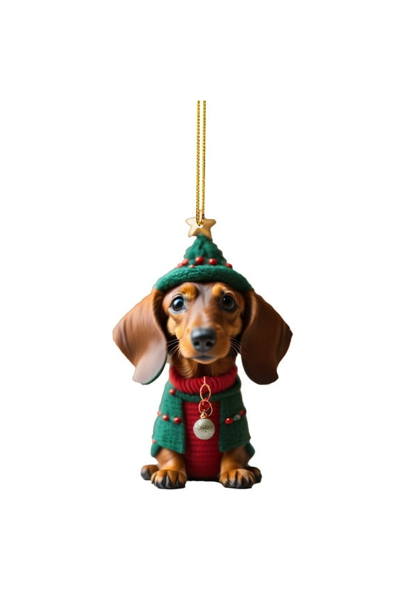 Clearance 2023 Dachshund Dog Car Pendant, Acrylic Hanging Ornament for Christmas Tree and Interior Decoration,Christmas Tree Ornaments