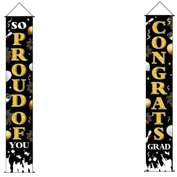 Clearance! 2023 Graduation Banners Hanging Flags Porch Sign Class of 2023 & Congrats Grad Banner 2023 Graduation Decorations Party Supplies for Indoor/Outdoor Home Door Decor