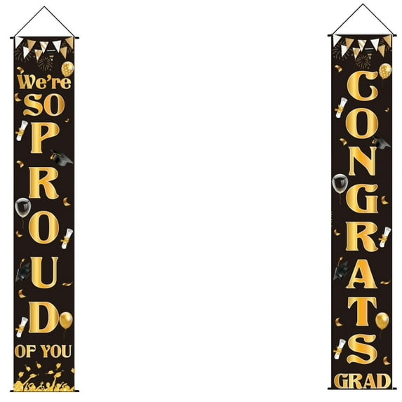 Clearance! 2023 Graduation Banners Hanging Flags Porch Sign Class of 2023 & Congrats Grad Banner 2023 Graduation Decorations Party Supplies for Indoor/Outdoor Home Door Decor