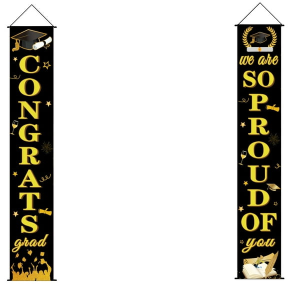 Clearance! 2023 Graduation Banners Hanging Flags Porch Sign Class of 2023 & Congrats Grad Banner 2023 Graduation Decorations Party Supplies for Indoor/Outdoor Home Door Decor
