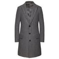 thumbnail image 1 of Clearance 2024! AIEOTT Long Winter Trench Coat Men Big and Tall Wool Coat Notch Collar Cardigan Button Down Trench Coat with Pockets, 1 of 9