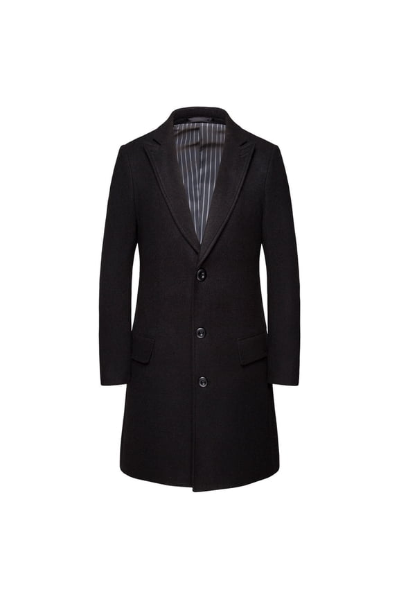 Clearance 2024! AIEOTT Long Winter Trench Coat Men Big and Tall Wool Coat Notch Collar Cardigan Button Down Trench Coat with Pockets