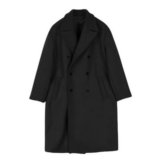 Clearance 2024! AIEOTT Men Winter Trench Coat Long Open Front Jacket Big and Tall Wool Coat Notch Collar Cardigan Button Down Trench Coat
