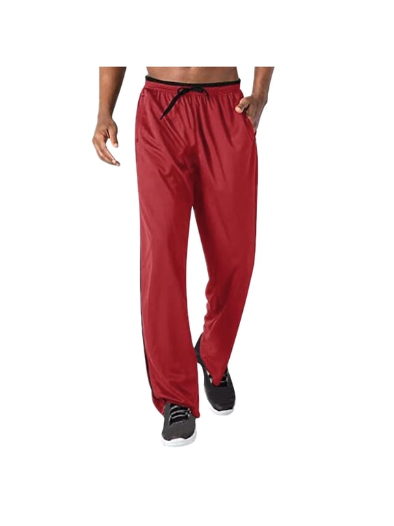 Clearance 2024! AIEOTT Men's Mesh Open Bottom Active Sweatpants with Pockets & Drawstring Straight Leg Breathable Sweat Pants